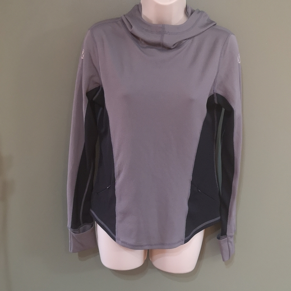 Lululemon Light Hooded Zip Pocket Logo Jogging Top Sz Small Y2K Vintage